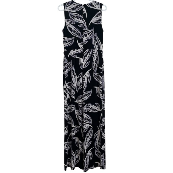 DKNY printed leaf sleeveless jumpsuit romper zip stretch summer women’s 8 medium - Picture 13 of 16